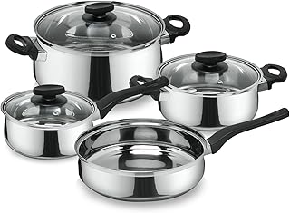 7-Piece Stainless Steel Cookware Set with Stockpots and Saucepans