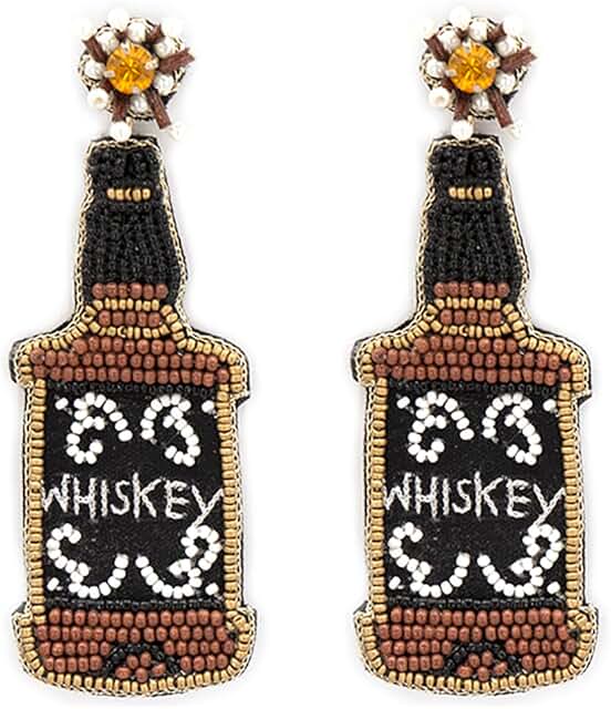 Beaded Bourbon Whiskey Post Earrings