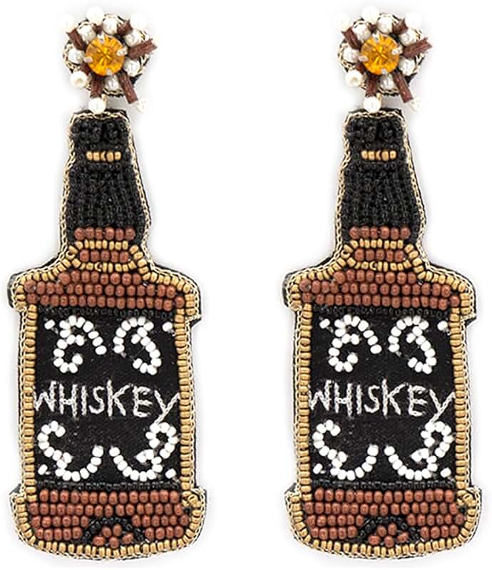 Beaded Bourbon Whiskey Post Earrings