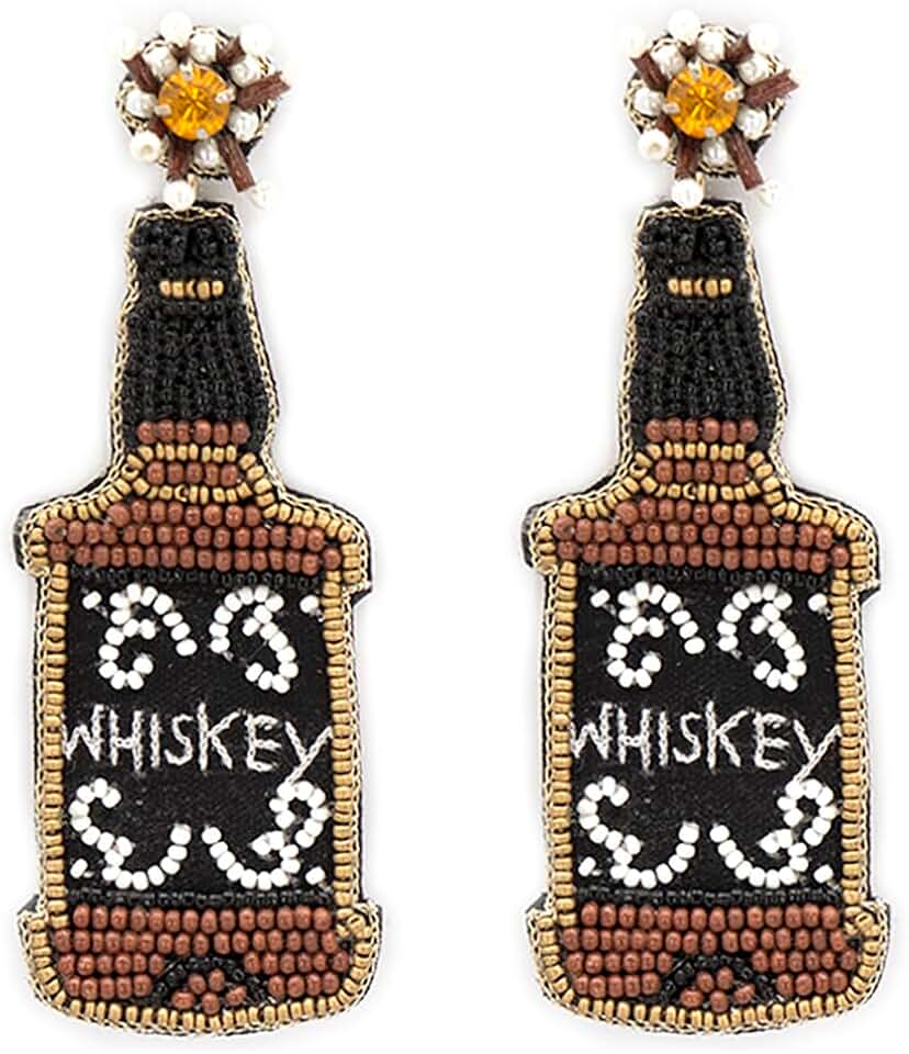 Beaded Bourbon Whiskey Post Earrings