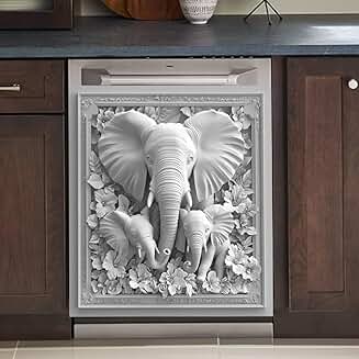 White Elephant Dishwasher Magnet Cover, 23" x 26"