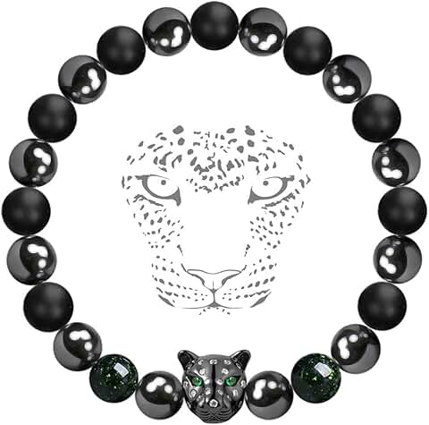 Black Panther Hematite and Onyx Crystal Healing Bracelet