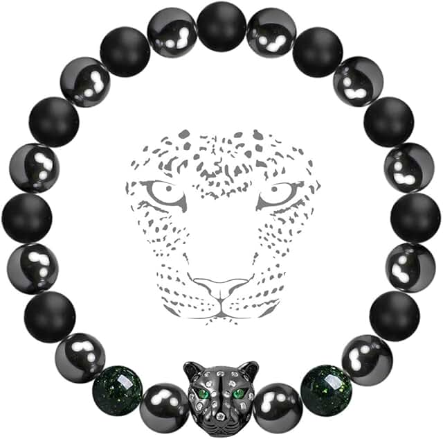 Black Panther Hematite and Onyx Crystal Healing Bracelet