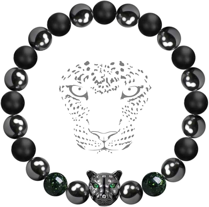 Black Panther Hematite and Onyx Crystal Healing Bracelet