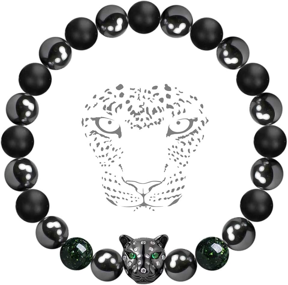 Black Panther Hematite and Onyx Crystal Healing Bracelet