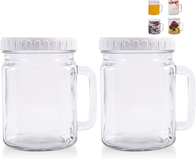 Two 74 oz Wide Mouth Mason Jars with Lids