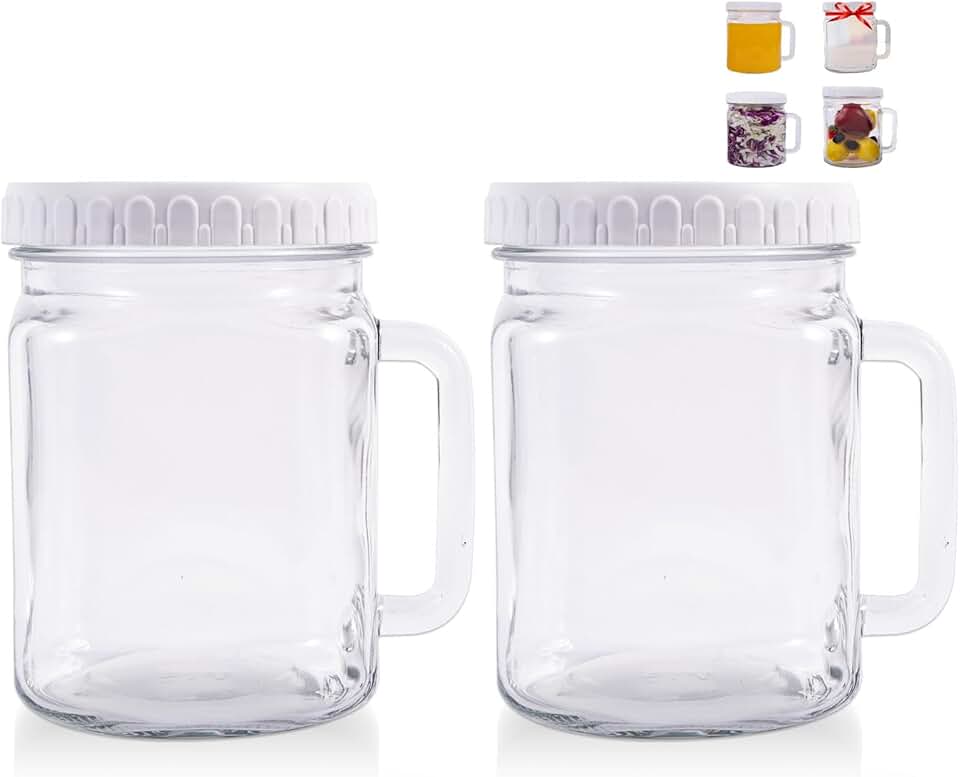 Two 74 oz Wide Mouth Mason Jars with Lids