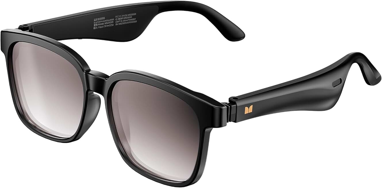 Brown polarized sunglasses with Bluetooth speaker and voice control