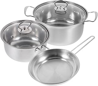 Stainless Steel Cookware Set with Milk Pan and Soup Pot