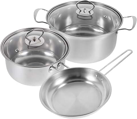Stainless Steel Cookware Set with Milk Pan and Soup Pot