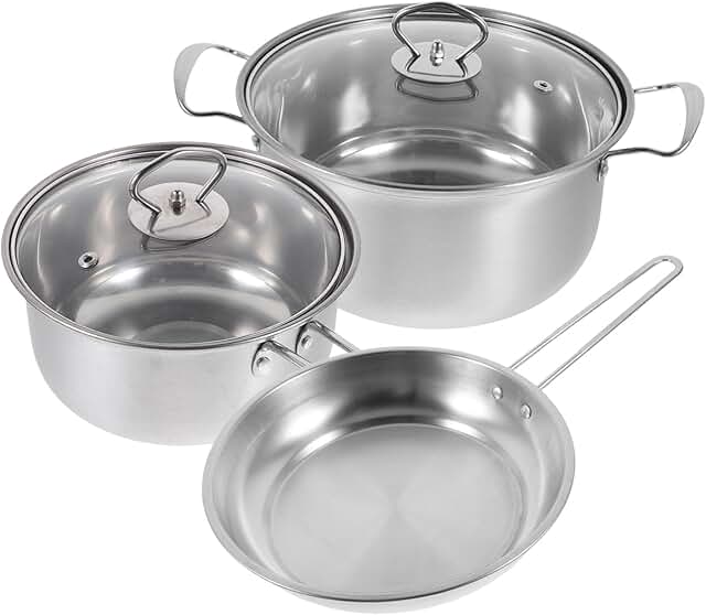 Stainless Steel Cookware Set with Milk Pan and Soup Pot