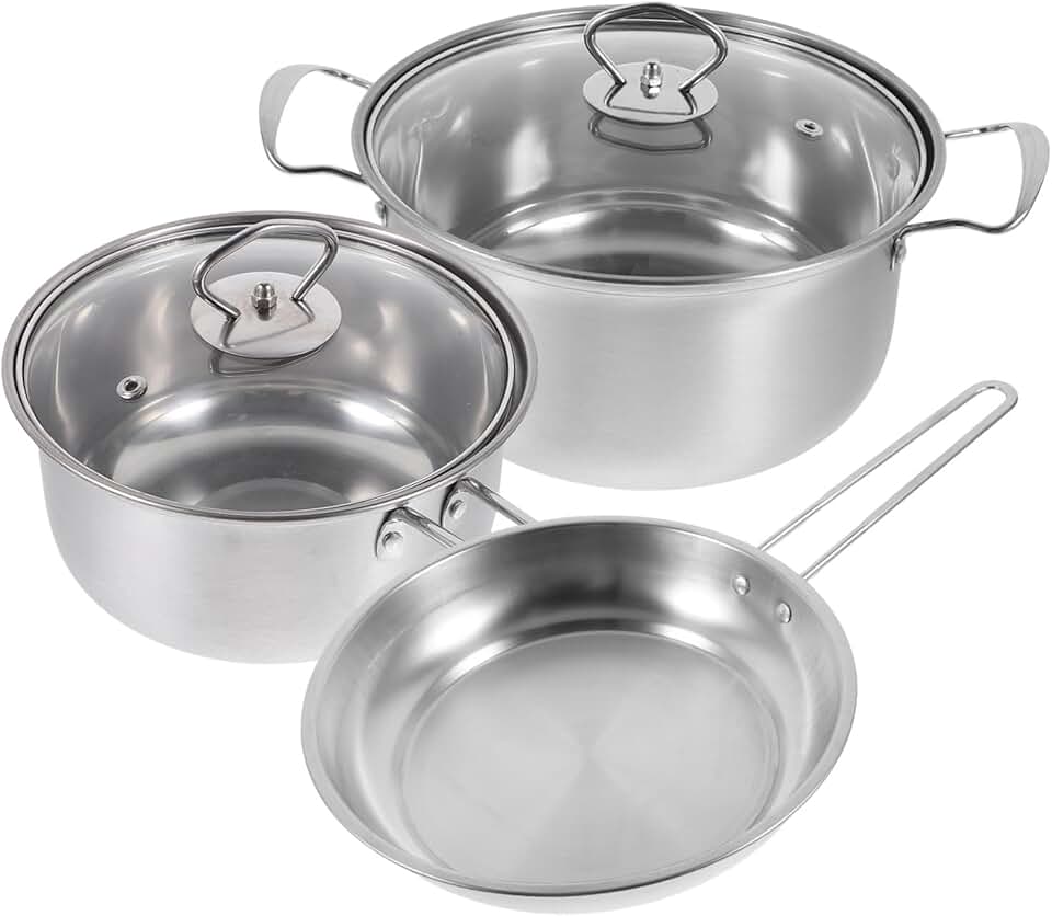 Stainless Steel Cookware Set with Milk Pan and Soup Pot