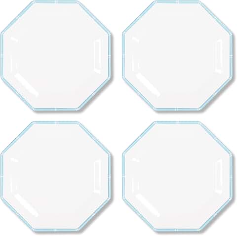 Set of 4 Blue Melamine Dinner Plates