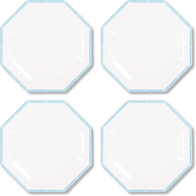 Set of 4 Blue Melamine Dinner Plates