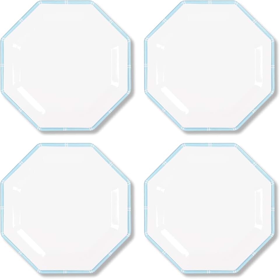 Set of 4 Blue Melamine Dinner Plates