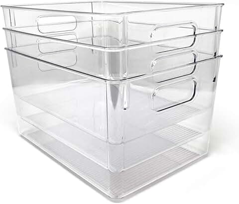 Large clear storage bins with handles, 3-pack