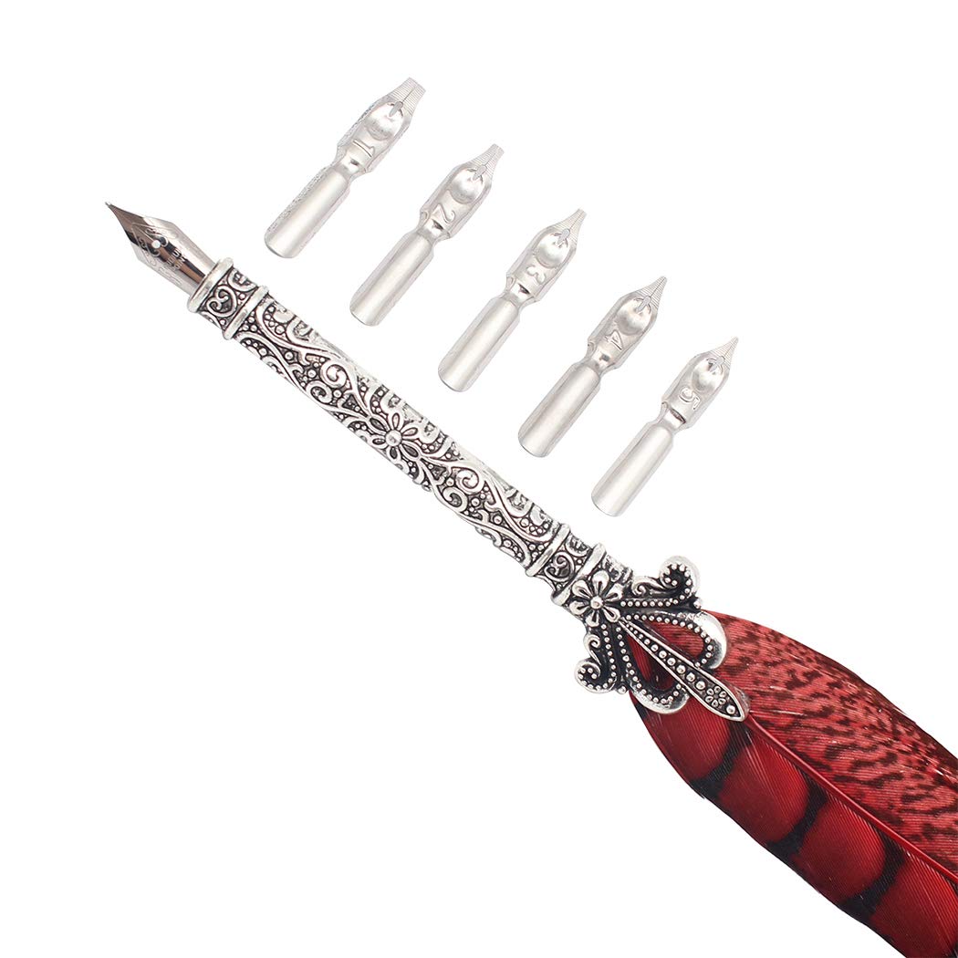 Antique Metal Dip Pen with 5 Extra Nibs