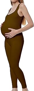 Maternity Yoga Romper with Ribbed Fabric and Square Neck