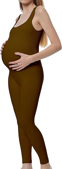 Maternity Yoga Romper with Ribbed Fabric and Square Neck