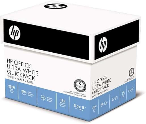 8.5 x 11 Office Printer Paper, 20 lb, 2,500 Sheets