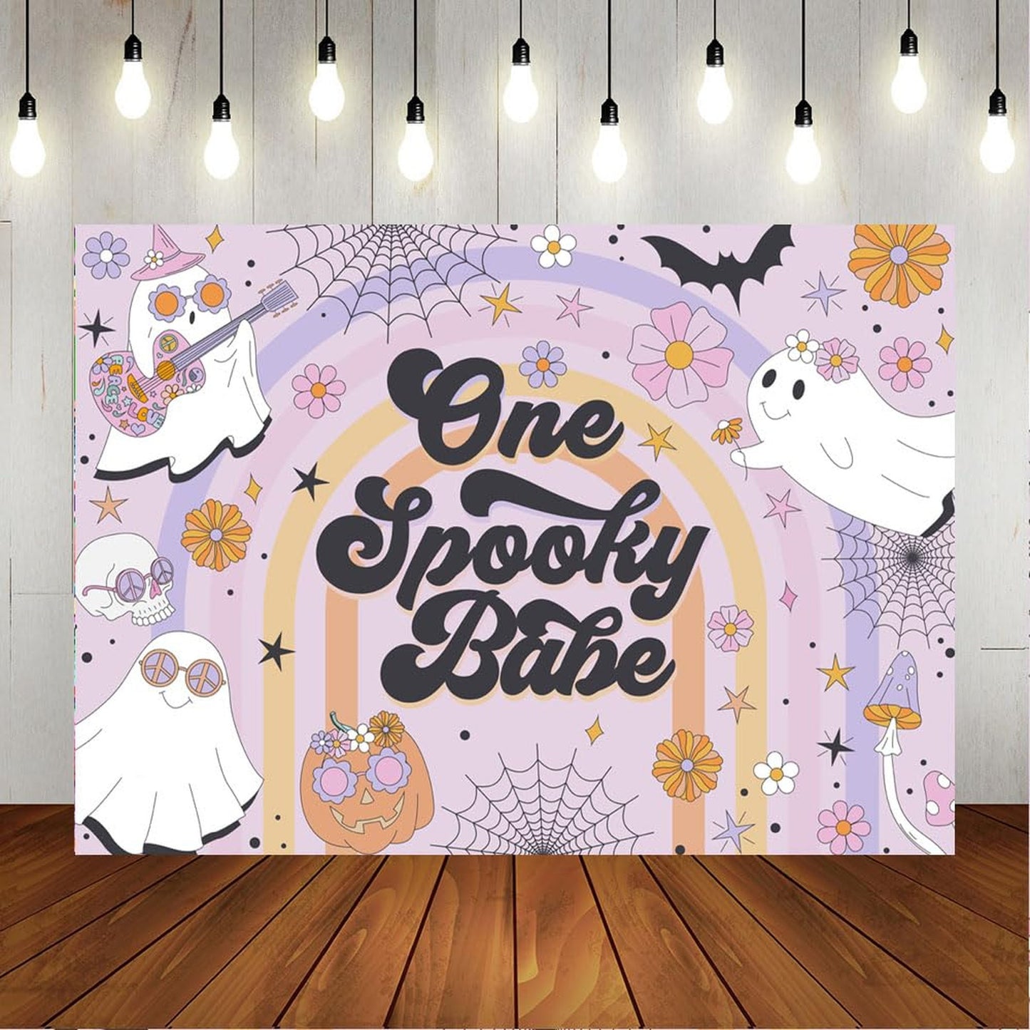Groovy Boo Princess 1st Birthday Backdrop - Spooky 1 Year Old Party Background for Girls - Fun 7x5ft Supplies for a Memorable Celebration