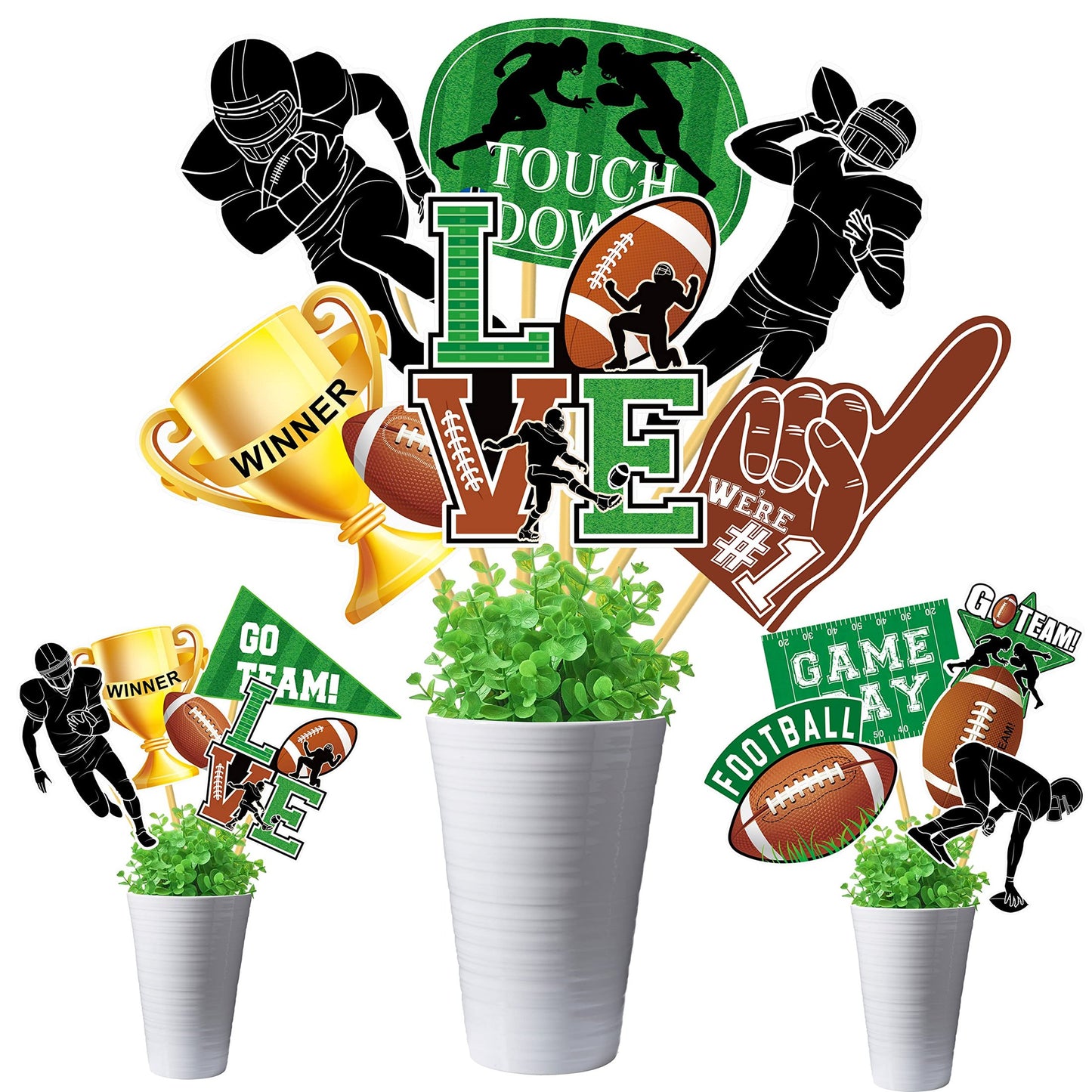 Touchdown Party Centerpieces - Set of 24 Football Table Toppers for Game Day Celebrations! Perfect for Sport Theme Birthdays & Baby Showers.