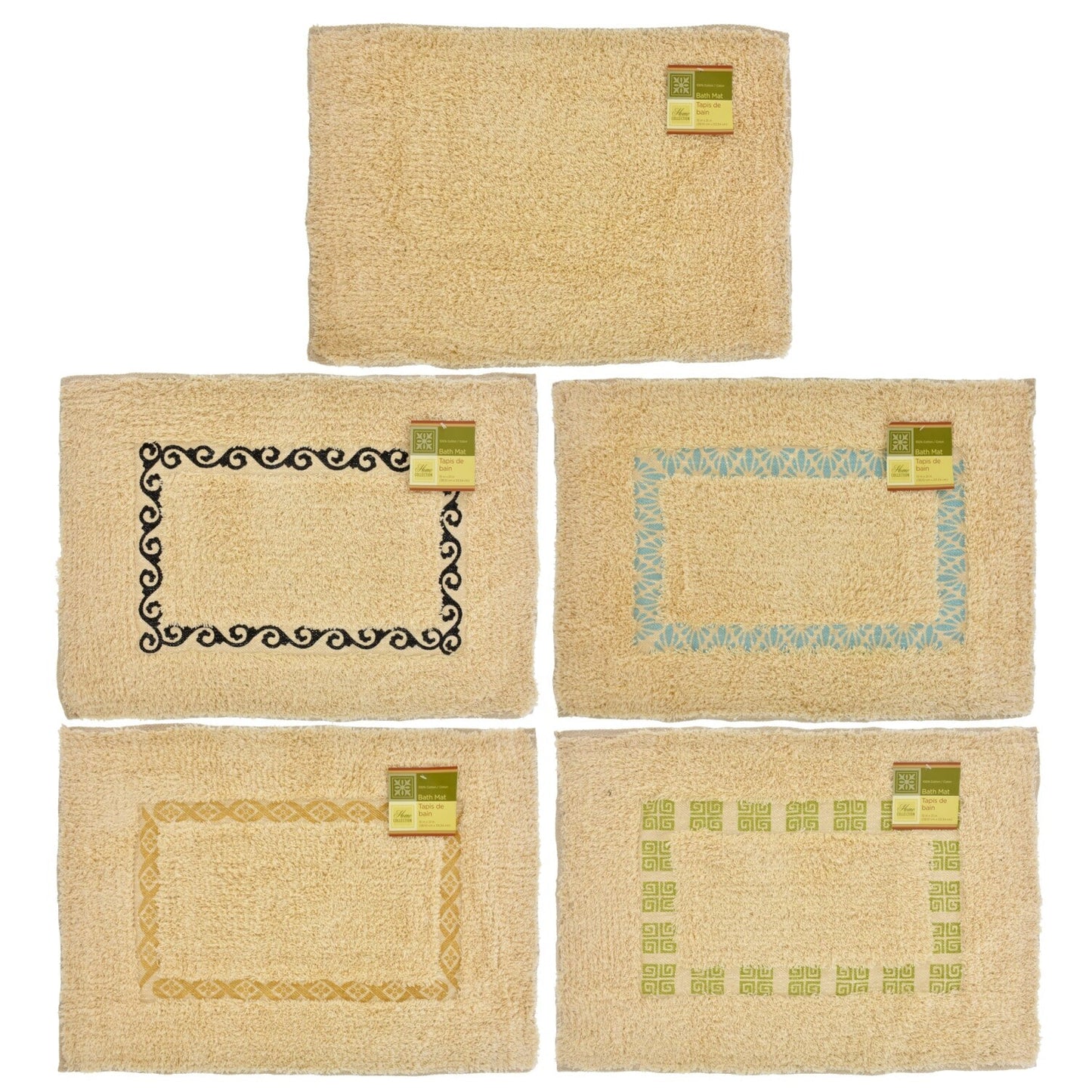 Home Collection Pattern Cotton Bath Mats, 21x15 in. (Pack of 12)