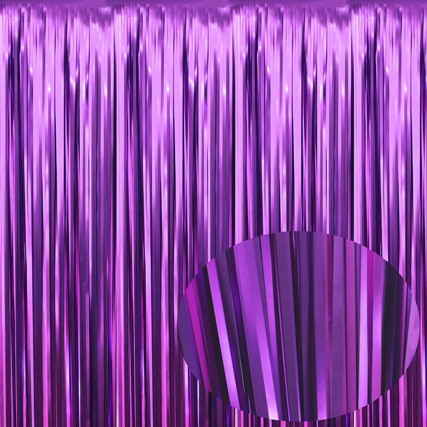 Metallic Tinsel Fringe Curtains - Party Streamer Backdrop for Birthday, Graduation & New Year Eve Decorations - Pack of 2, Matte Purple, Thick Material - 6.4 ft x 9.8 ft