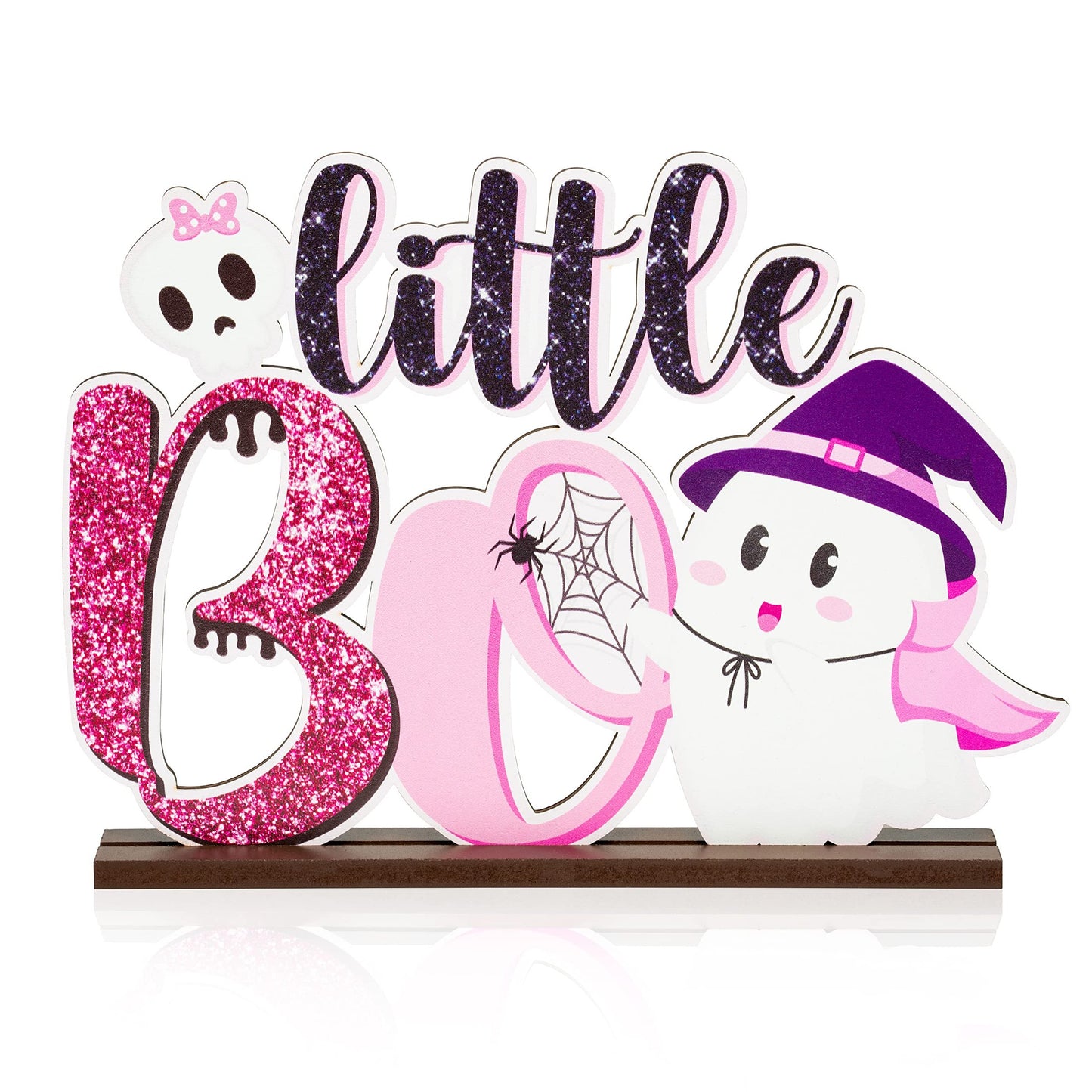 Glitter Pink Black Wood Letter Sign Baby Shower Table Centerpiece - Party Kids Birthday Gender Reveal Decoration Props - Little Boo