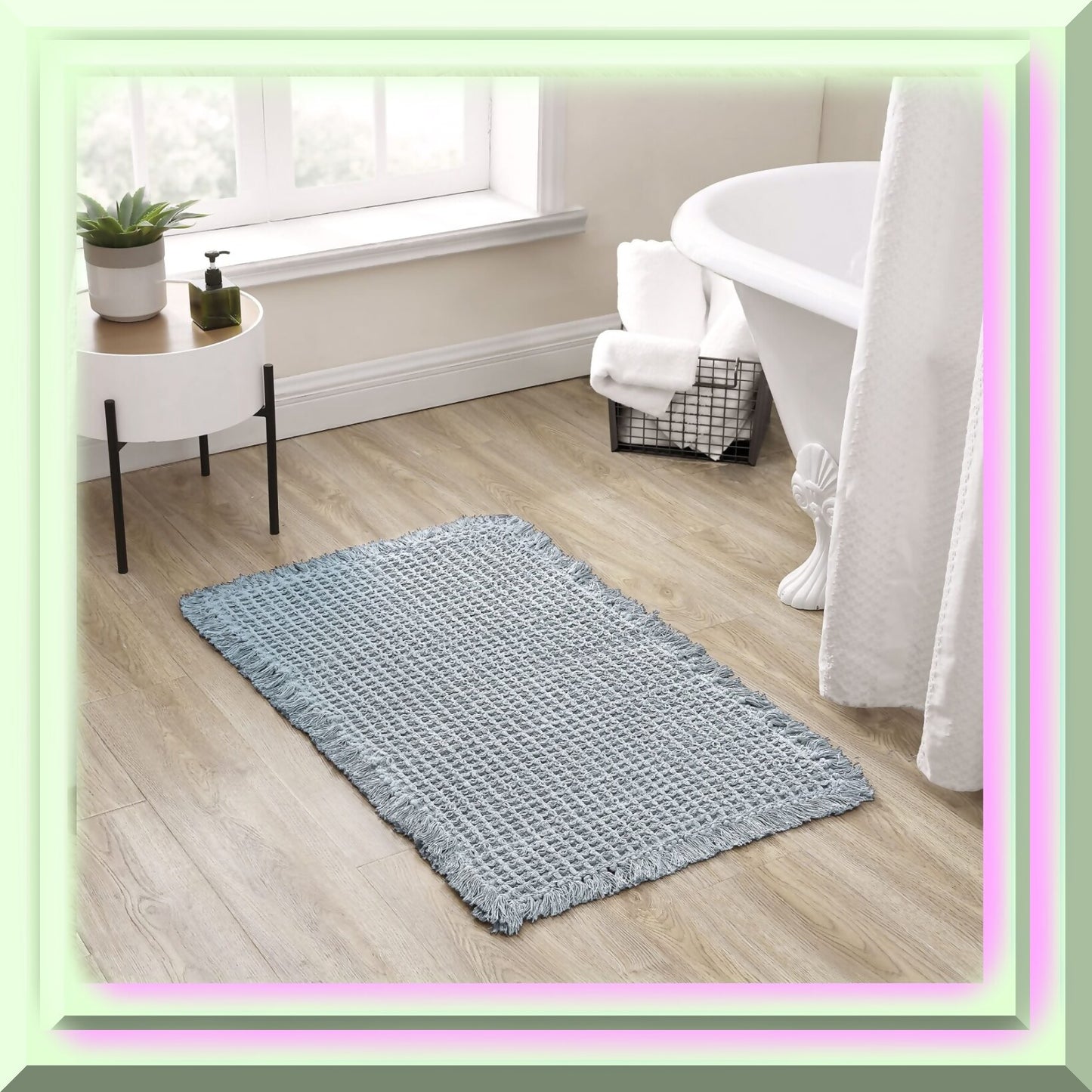 Cotton Waffle Bath Rug 21x34 Seafoam