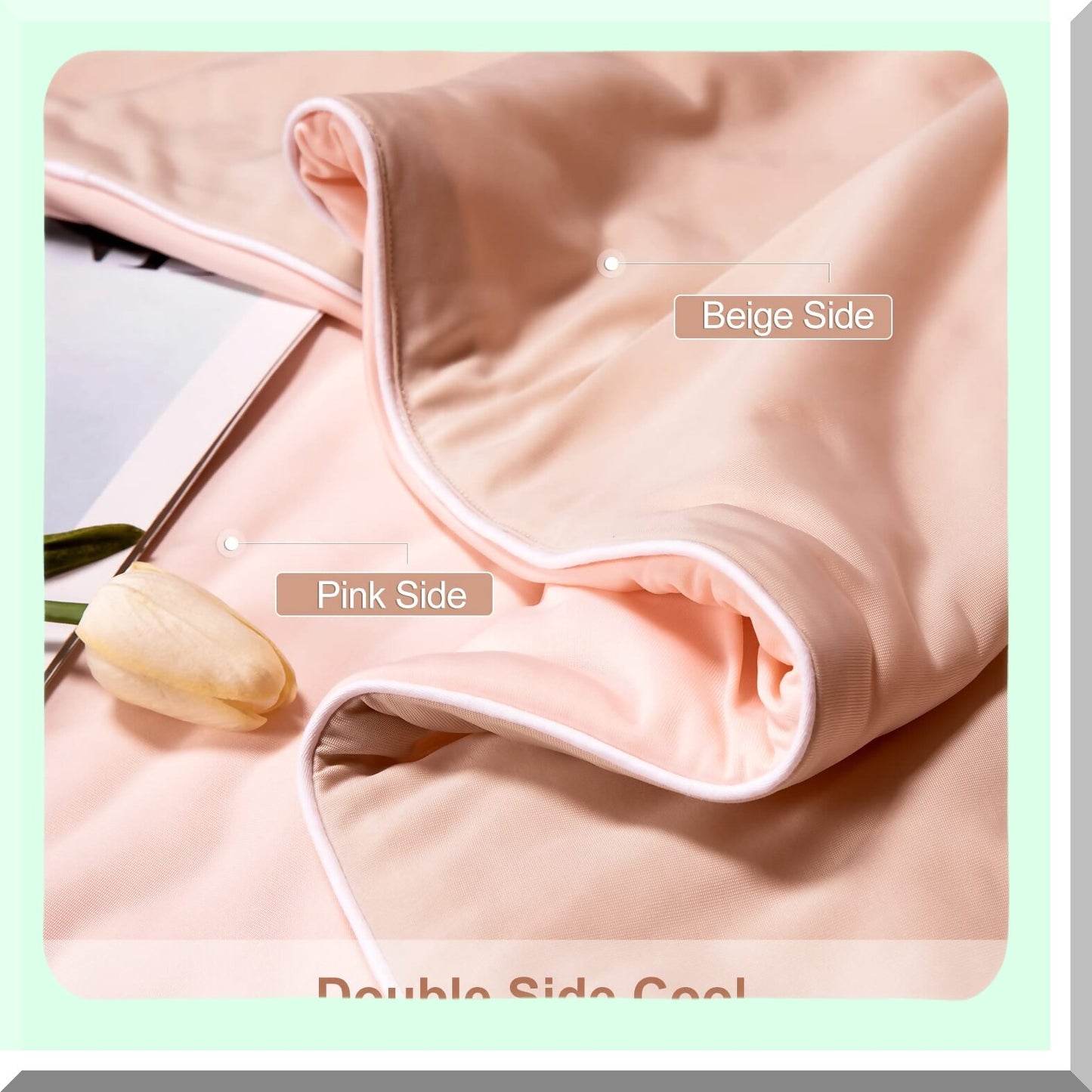 ChillDream Cooling Blanket - Ice Cream Lightweight Comforter for Hot Sleepers - Double Side Cold Quilt Fabric - Bed Throw Size 47" x 59" - Pink Beige