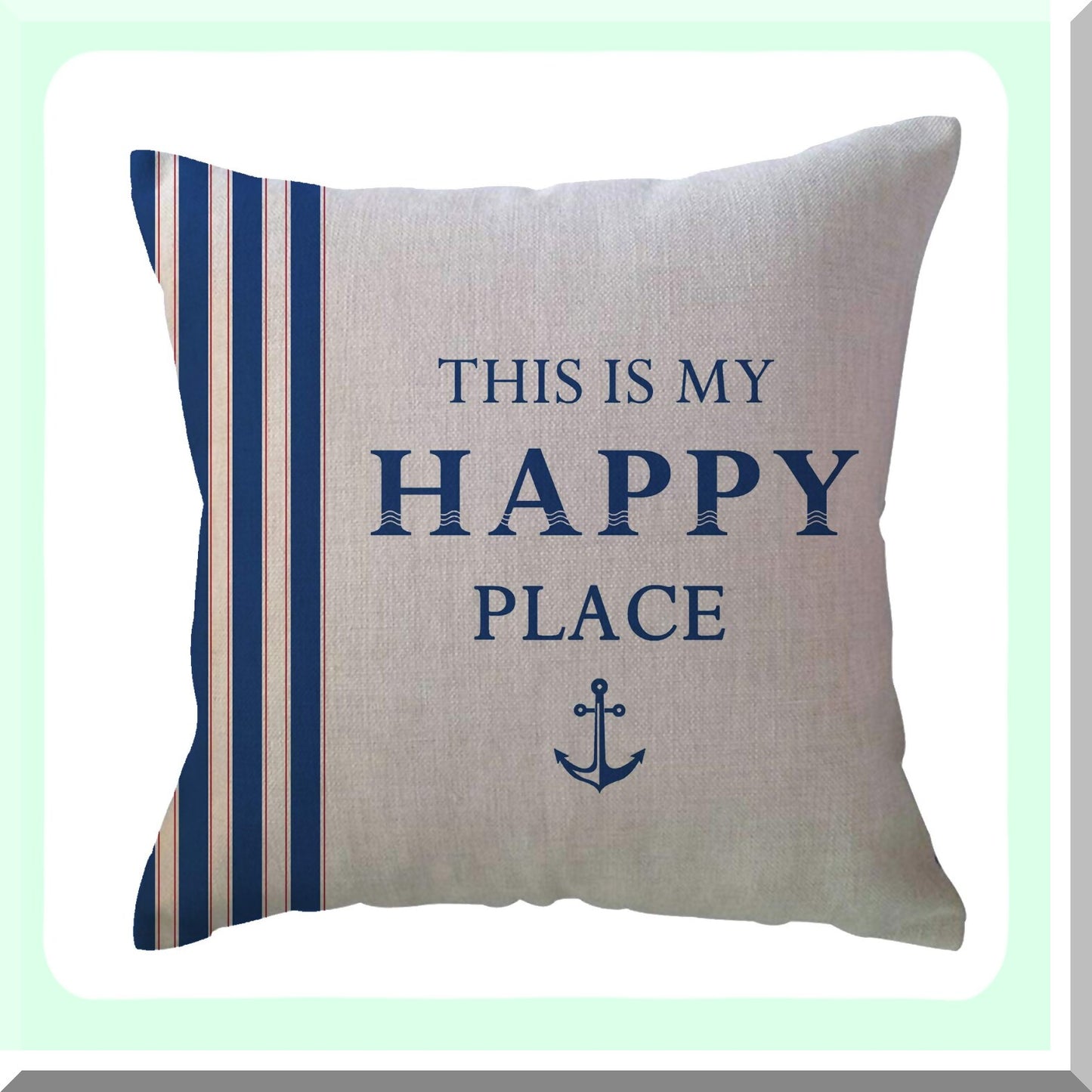Nautical Navy Blue Beach House Pillow Covers - Set of 4 Decorative Throw Pillowcases for Sofa Bed Couch - Sailing Decor 18x18