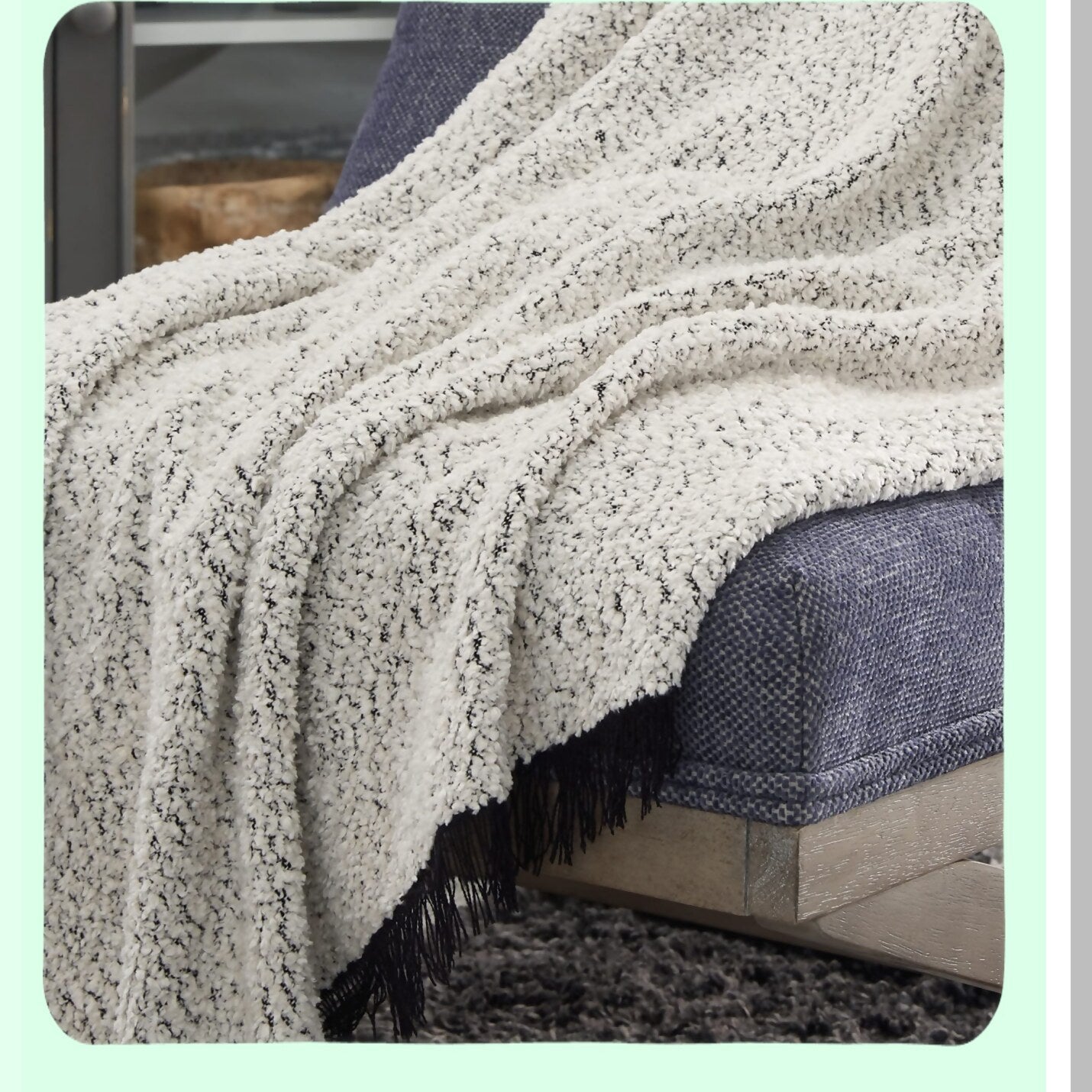 Seaside Elegance Reversible Throw - Black & White Coastal Design