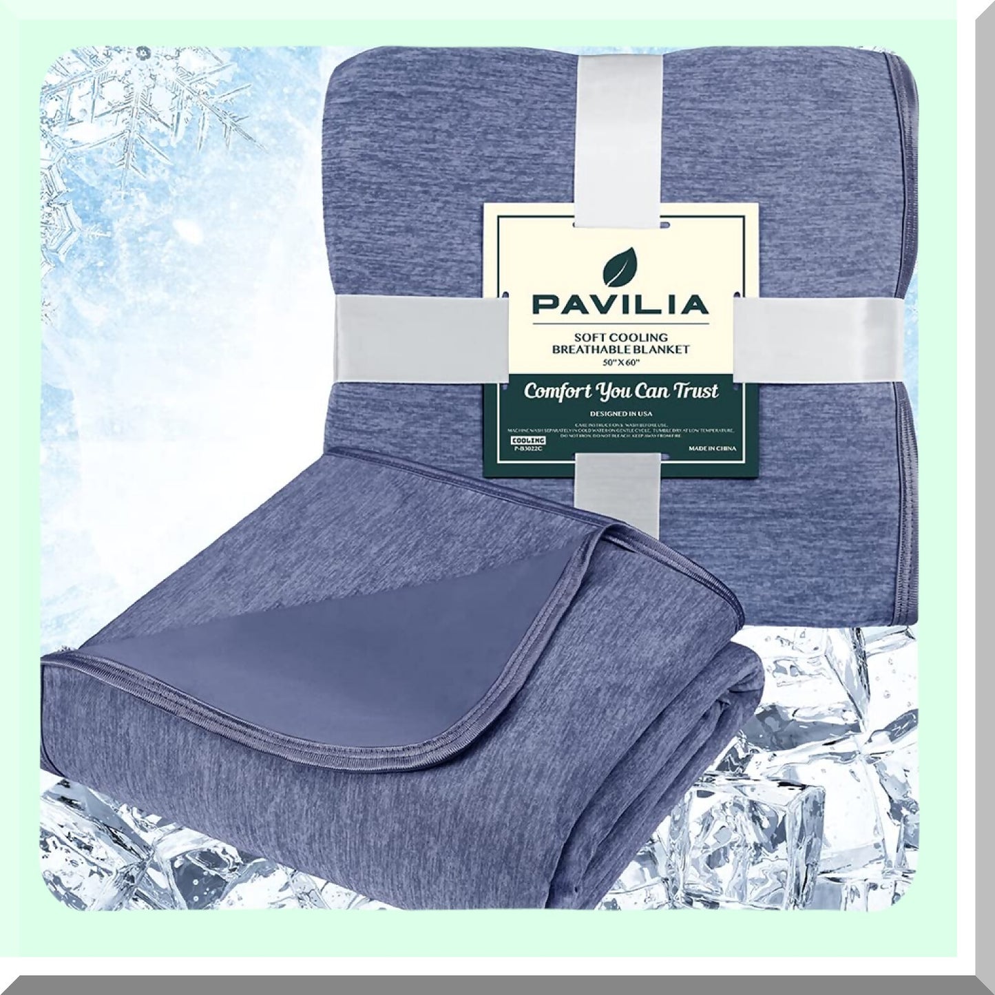 CoolComfort Lightweight Summer Blanket - Ultimate Cooling Solution for Hot Sleepers, Night Sweats Relief, Perfect for Adults, Kids, and Babies, Navy, 50x60 inch