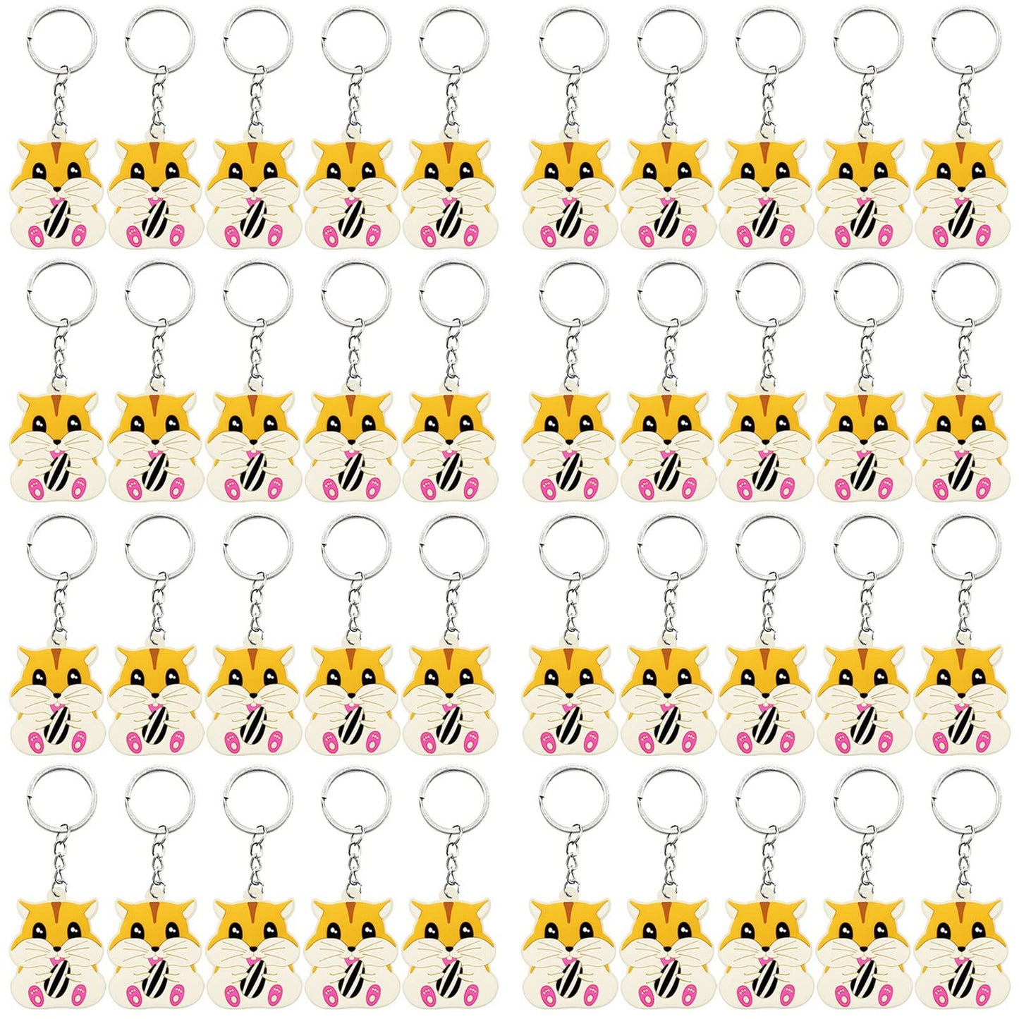 Hamster Keyring Party Pack - 40 Cute Favors for Pet, Baby Shower, Kids Birthday, First Birthday, Gender Reveal - Fun and Adorable Gift Set