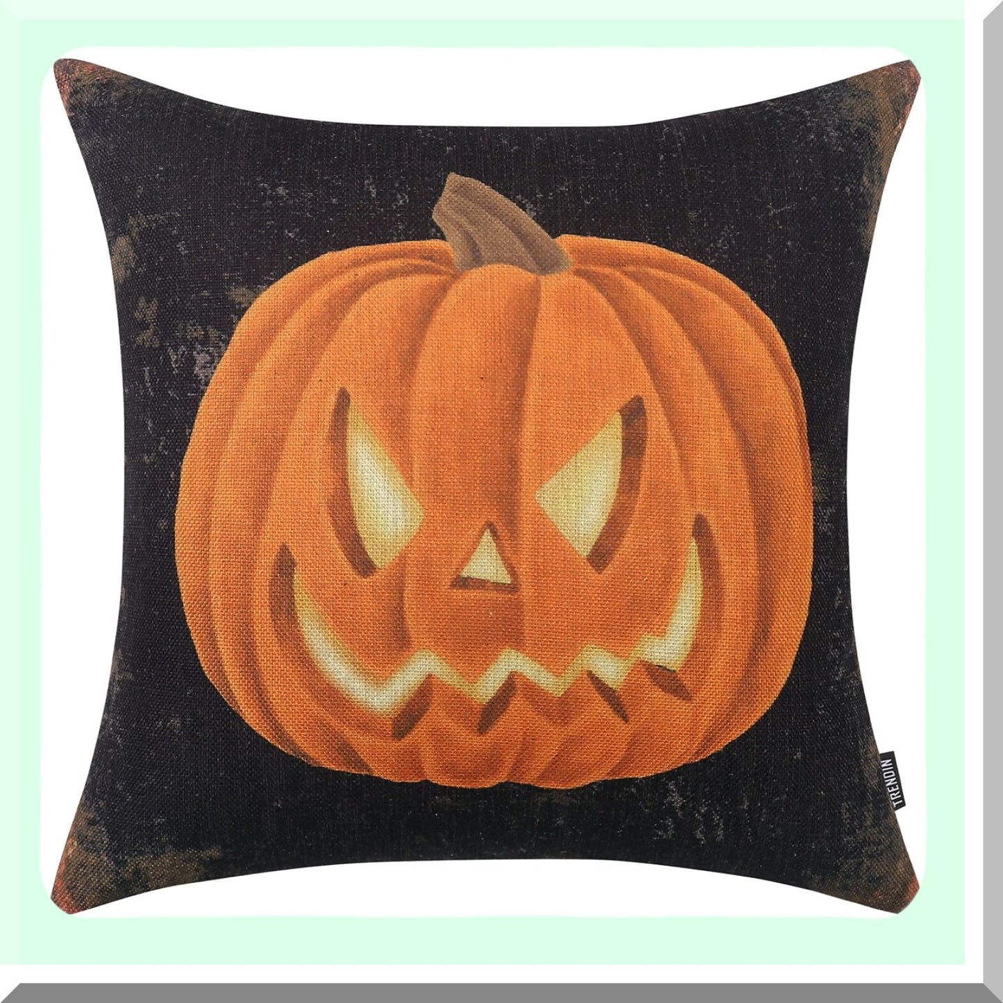 Halloween Square Linen Pillow Cover - Pumpkin Ghost Cushion Case for Couch Sofa Decorations - 18X18 PL1091TR