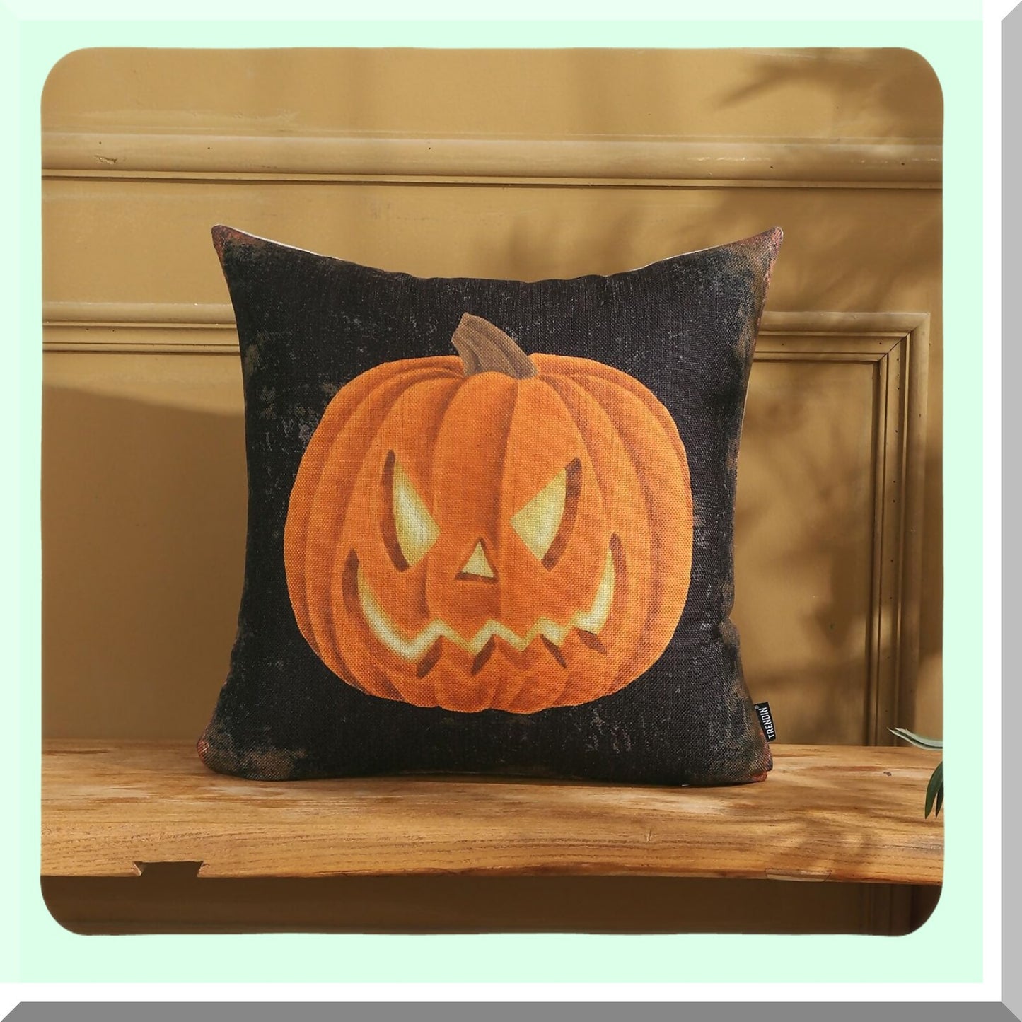 Halloween Square Linen Pillow Cover - Pumpkin Ghost Cushion Case for Couch Sofa Decorations - 18X18 PL1091TR