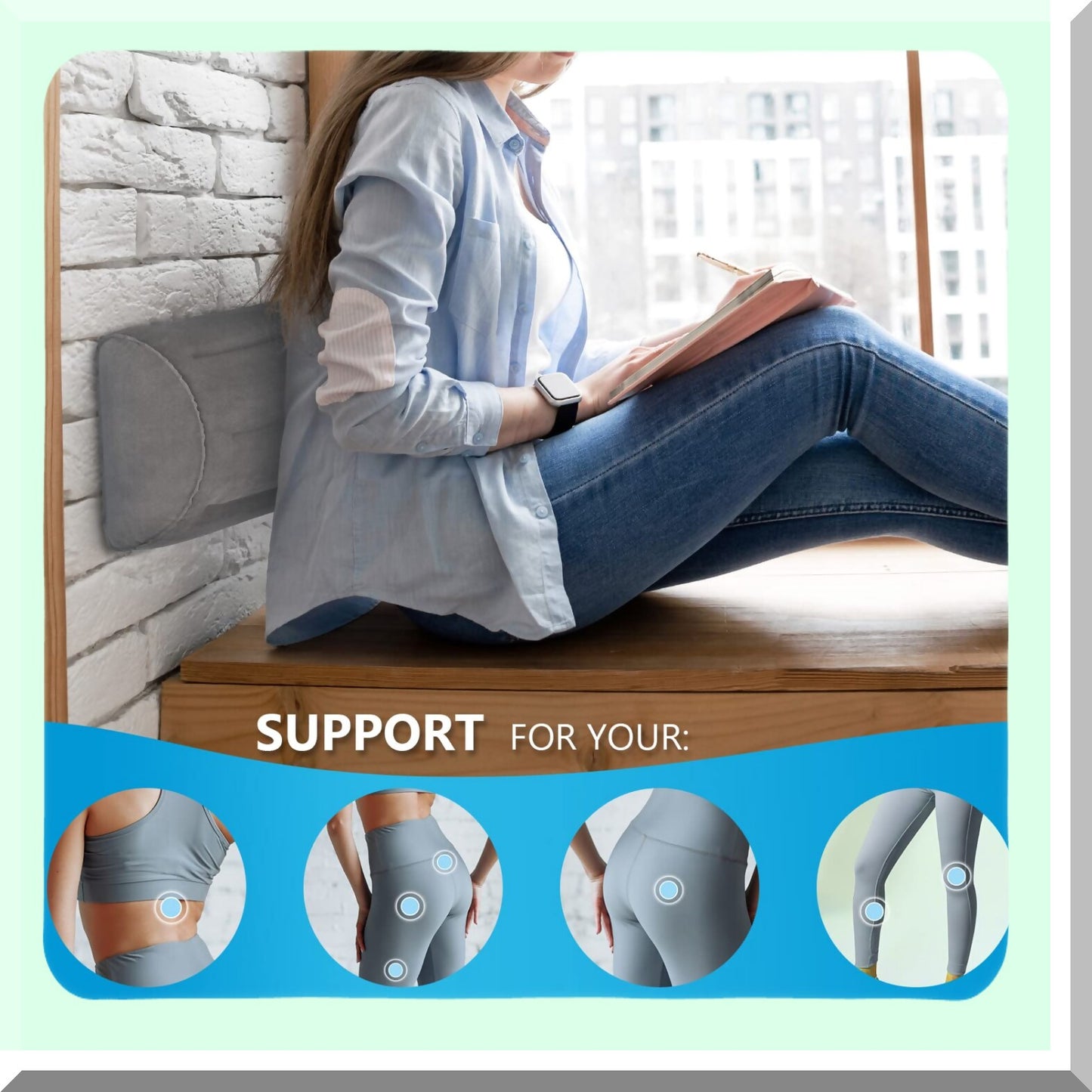 ElevateEase Leg Support Pillow - Inflatable Half Moon Bolster for Back, Legs, Knees - Sleeping Aid for Side and Back Sleepers - Ankle and Knee Elevation Solution