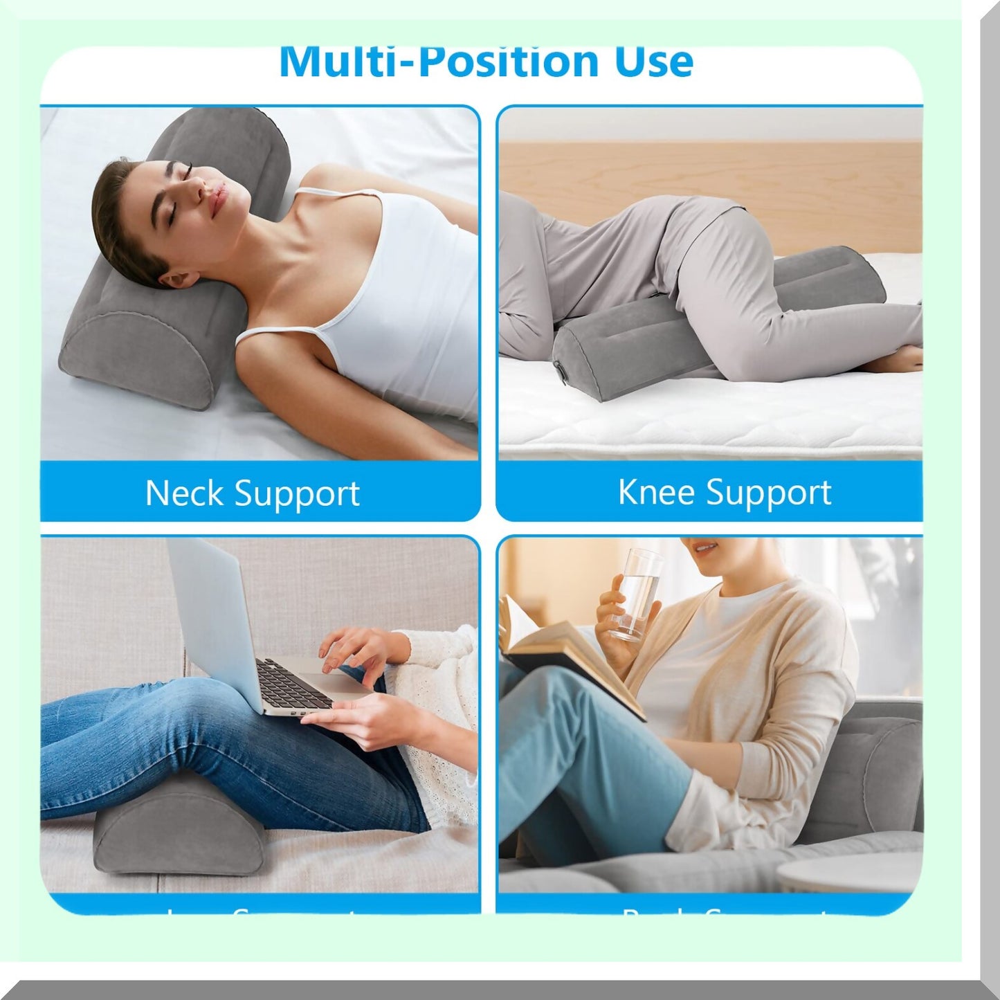 ElevateEase Leg Support Pillow - Inflatable Half Moon Bolster for Back, Legs, Knees - Sleeping Aid for Side and Back Sleepers - Ankle and Knee Elevation Solution