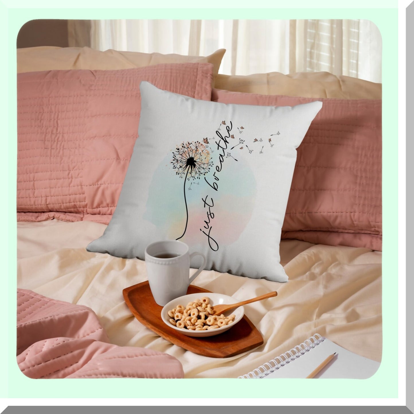 BreatheEasy Inspirations Pillow Covers - 18x18 Positive Quotes & Meditation Gifts for Women - Inspirational Home Decor Accessory