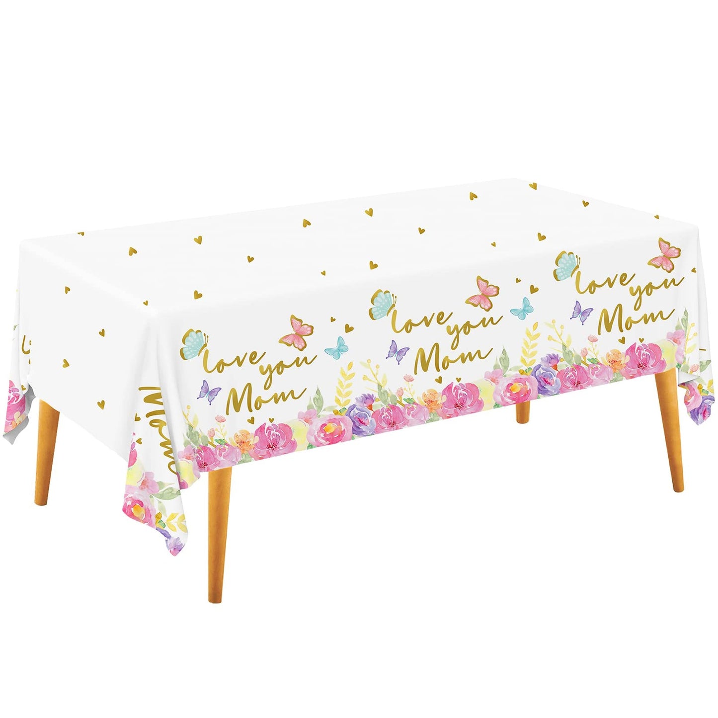 Mother's Day Party Tablecloth Set - Waterproof Disposable Plastic Table Cover for Happy Mother's Day Decorations. Includes 3 PCS, 54 X 108 inch.