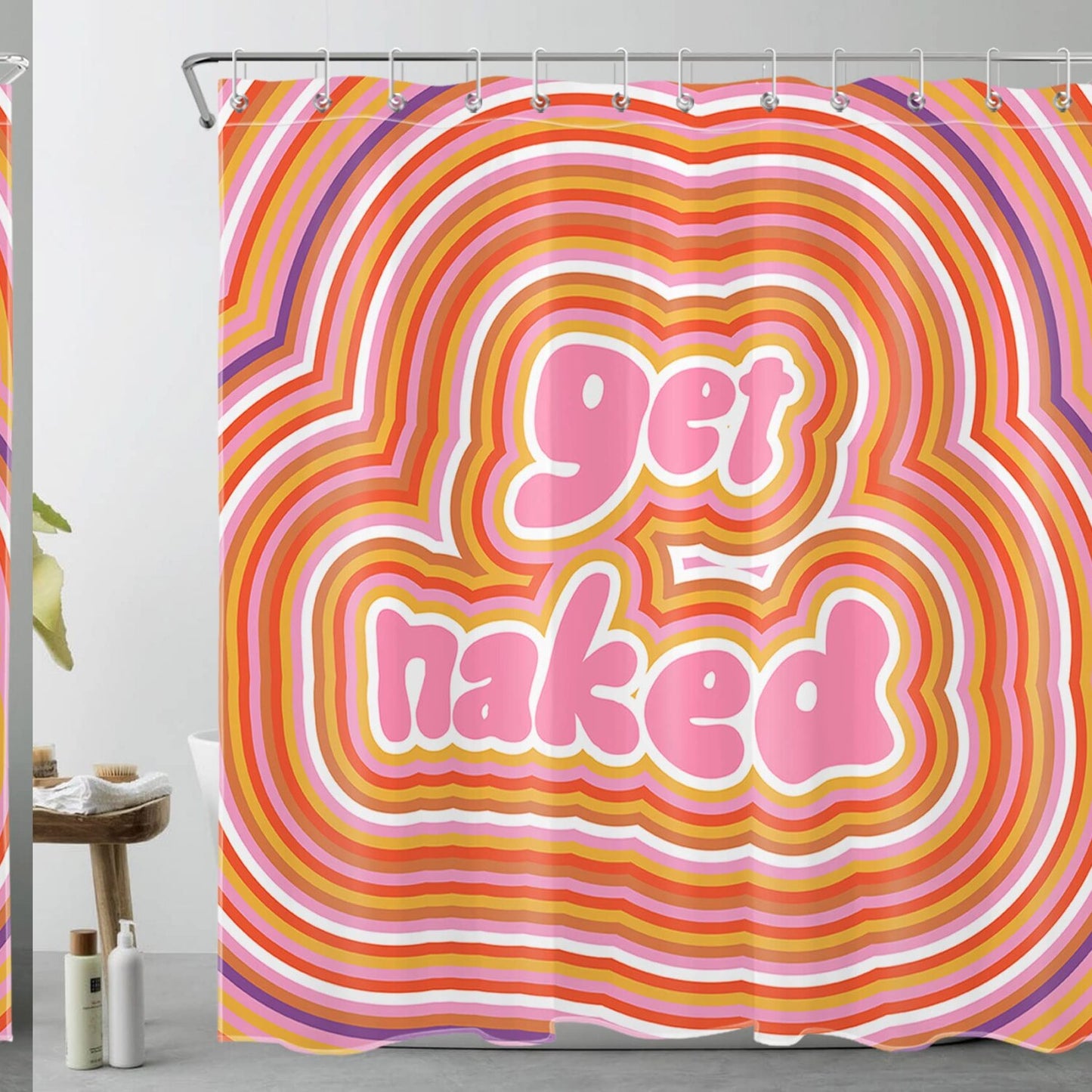 Funny Get Naked Shower Curtain 72x72 Inch Polyester