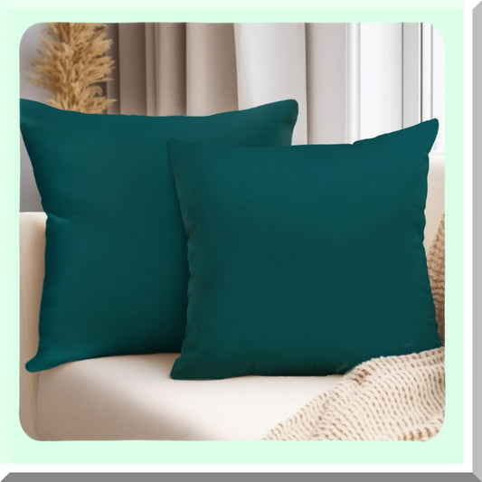 VelvetSoft Teal Throw Pillow Covers - Set of 2, 18X18 Inch Square Cushion Cases for Spring Sofa, Living Room Chair, Home Decor - Soft, Decorative, Couch