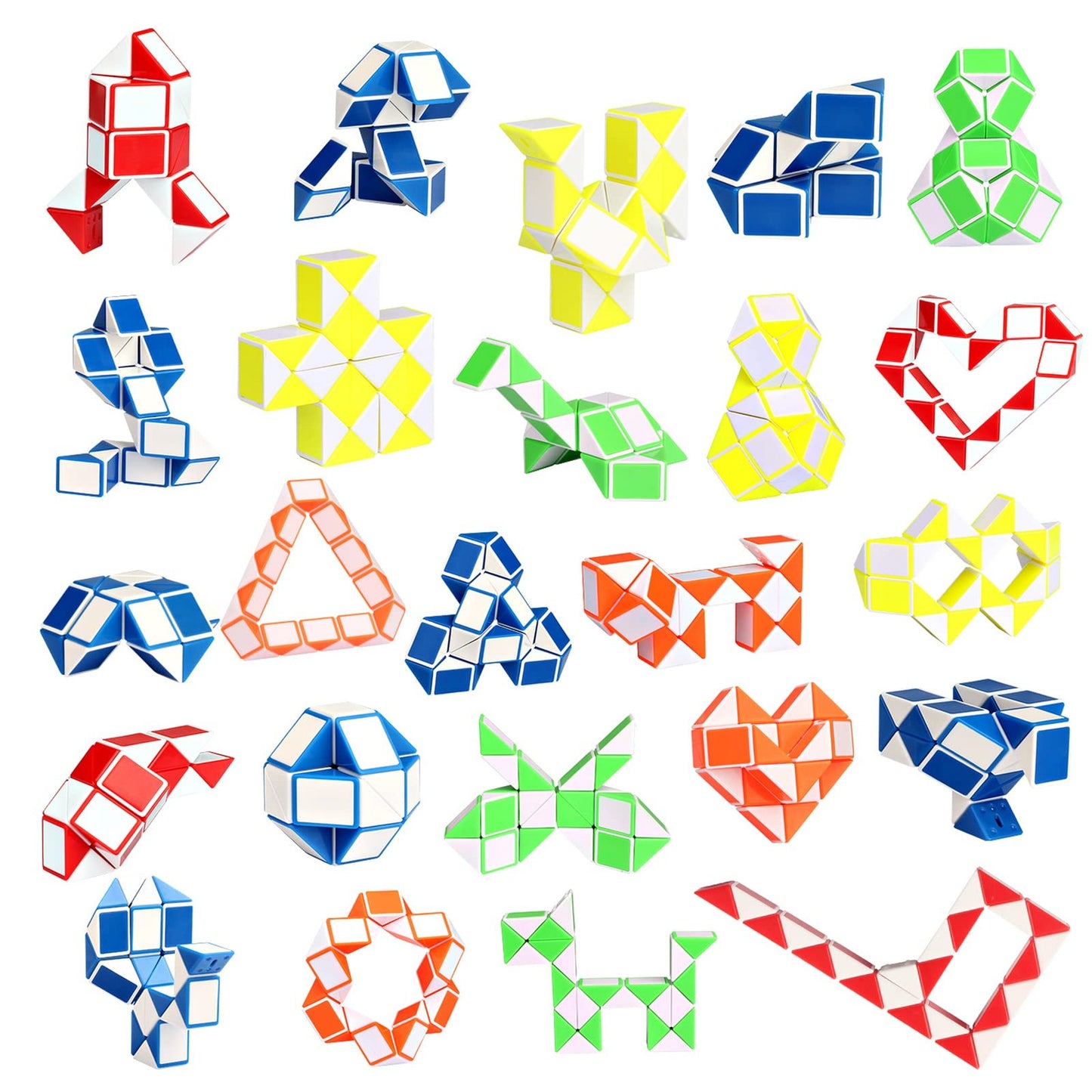 24 Pack Fidget Snake Cube Mini Twist Puzzle Toys for Kids Teens