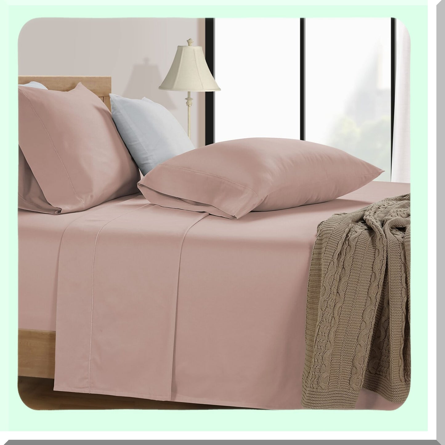 Luxury Cotton Cooling Pillowcase Set - 600 Thread Count Queen Size (20" X 30") - Hotel Collection Breathable Pillow Cases - Sepia Rose - Machine Washable - Pack of 2
