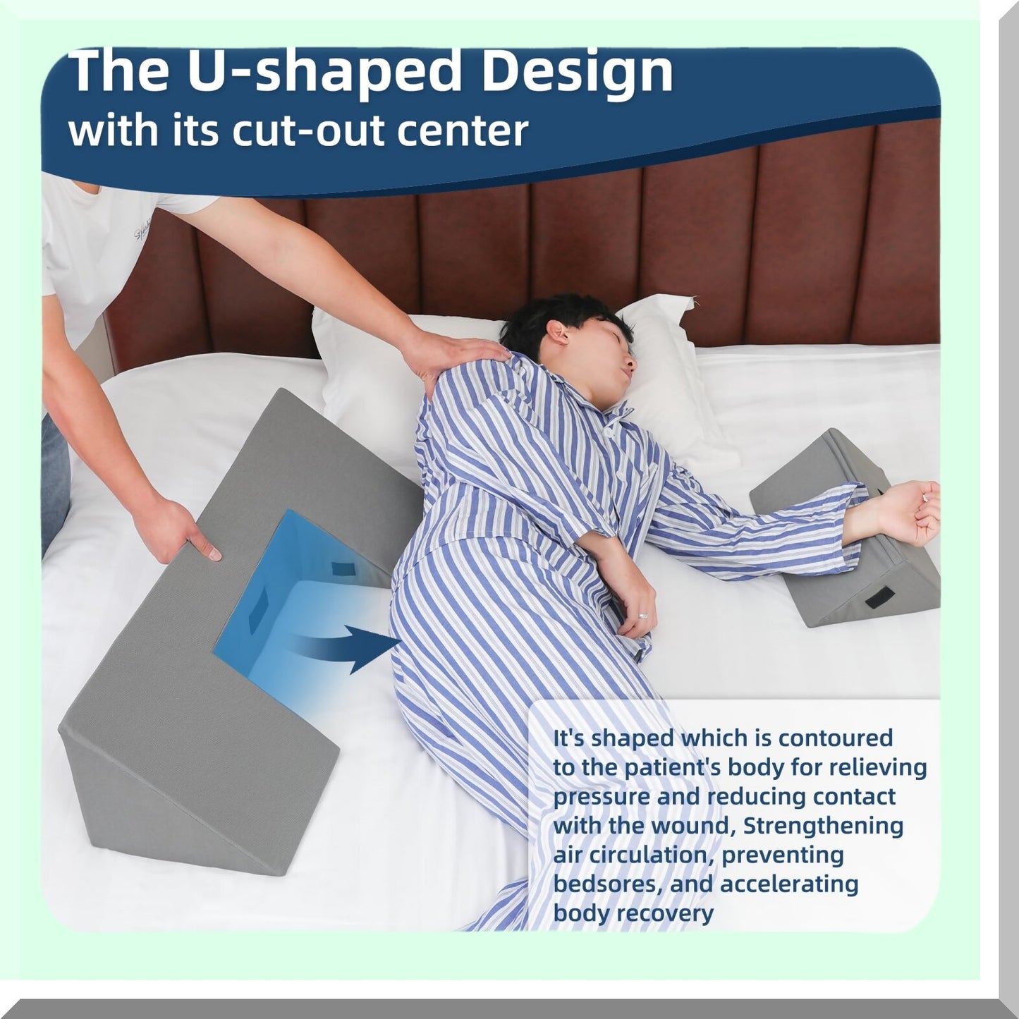 SleepWell Side Sleeper Wedge Pillow - 34" Training & Positioning Pillow for Side Sleeping with Detachable Small Wedge. Back Support, Snoring Reduction & Bedsore Prevention.