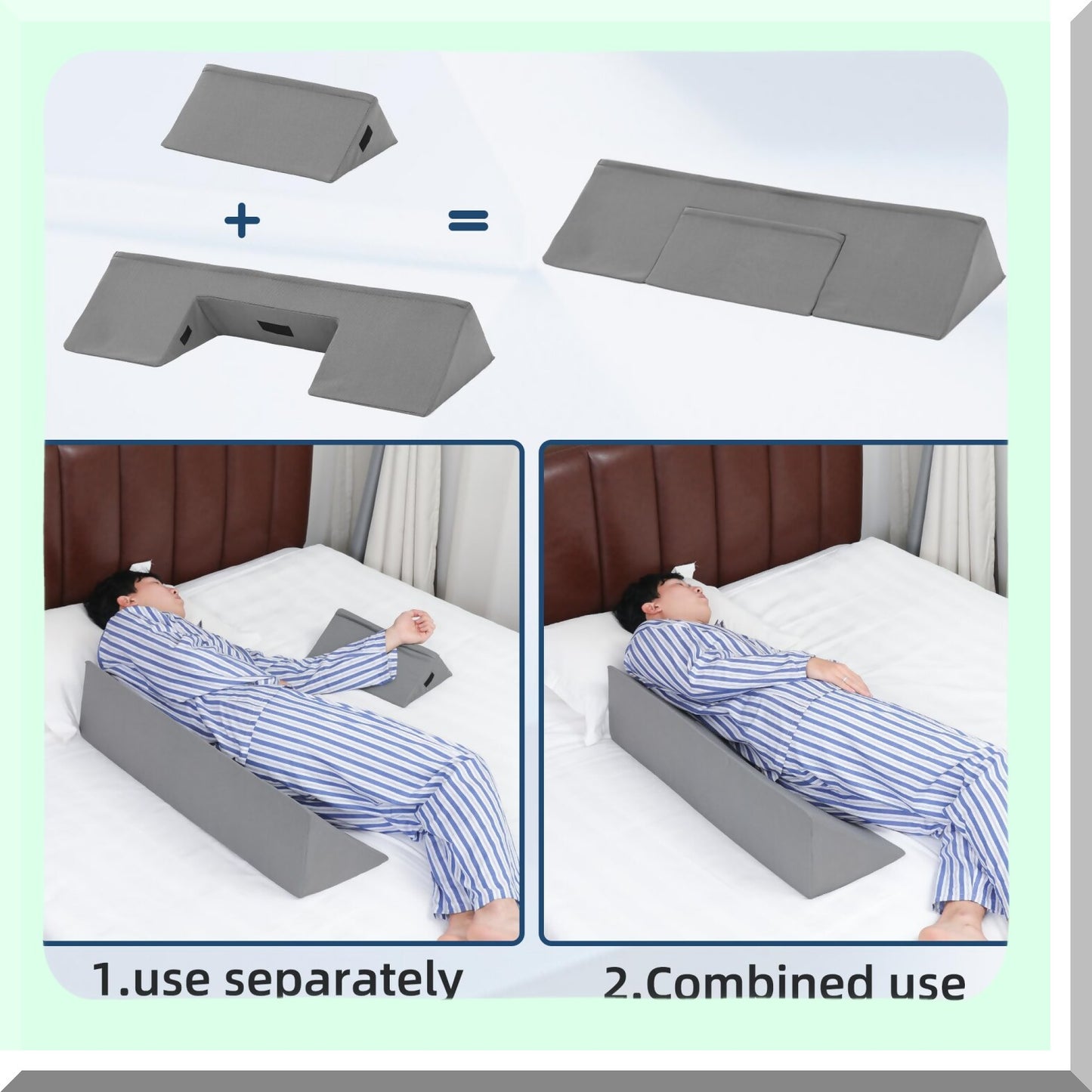 SleepWell Side Sleeper Wedge Pillow - 34" Training & Positioning Pillow for Side Sleeping with Detachable Small Wedge. Back Support, Snoring Reduction & Bedsore Prevention.