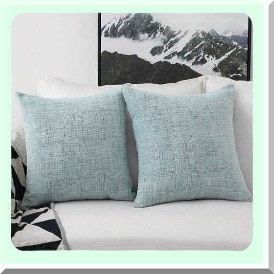 Tweed Chenille Teal Throw Pillow Covers - 18x18 Sofa Bench Decorations - 2 Pack - Couch Cushion Cases - Soft Home Decor - Square Pillowcases