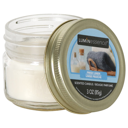Luminessence Fresh Linen Scented Mason Jar Candles, 3-oz. (Pack of 12)