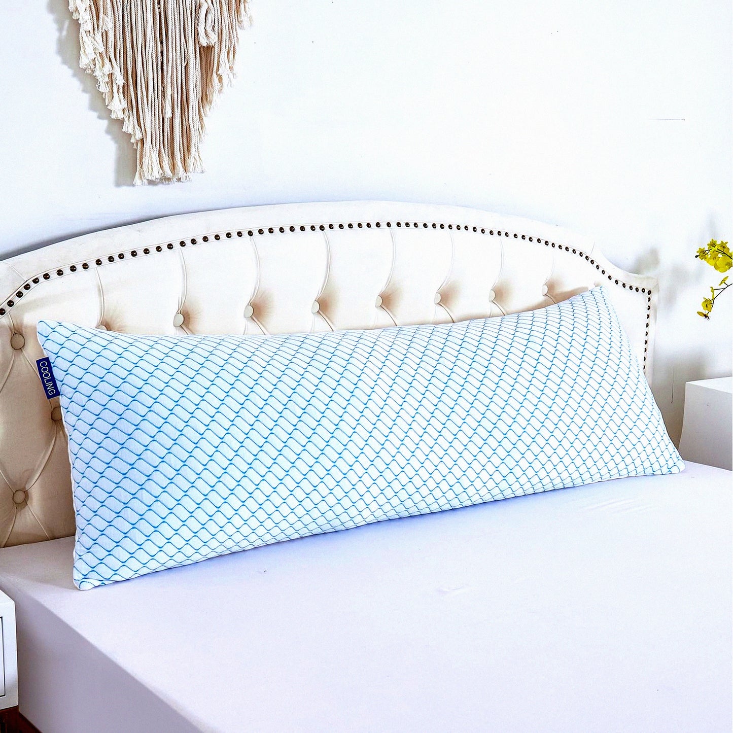 CoolDream Memory Foam Cooling Body Pillow - Adjustable Long Bed Pillow for Side/Back Sleepers & Pregnancy Support - Shredded Memory Foam for Adults